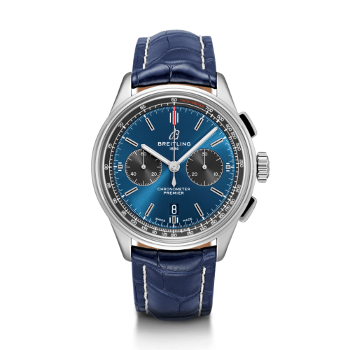 Breitling Premier B01 Chronograph 42 Paslanmaz Çelik / Mavi / Croco / Pin, referans AB0118A61C1P2
