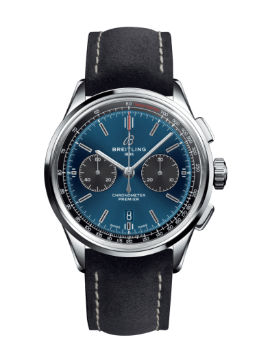 Breitling Premier B01 Chronograph 42 Paslanmaz Çelik / Mavi / Anthracite Nubuck / Folding, referans AB0118A61C1X2