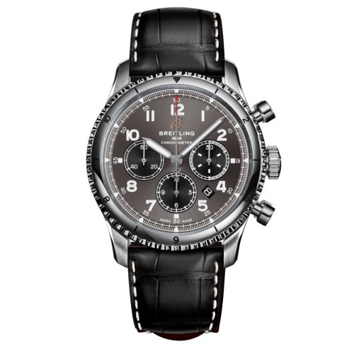 Aviator 8 B01 Chronograph 43 Paslanmaz Çelik / Anthracite / Croco / Folding