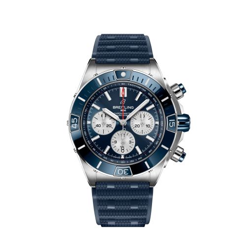 Super Chronomat B01 44 Paslanmaz Çelik / Mavi / Kauçuk
