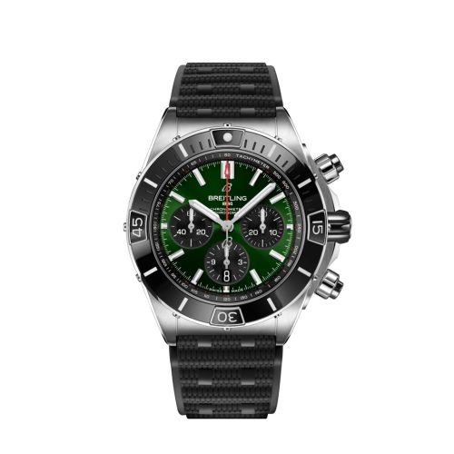 Super Chronomat B01 44 Paslanmaz Çelik / Yeşil / Kauçuk Rouleaux