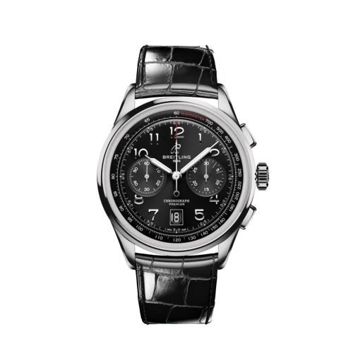 Breitling Premier B01 Chronograph 42 Paslanmaz Çelik / Siyah / Alligator, referans AB0145221B1P1