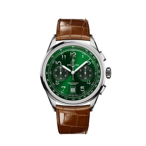 Breitling Premier B01 Chronograph 42 Paslanmaz Çelik / Yeşil / Alligator, referans AB0145371L1P1