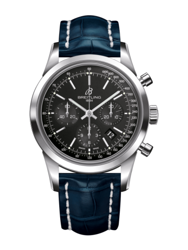 Breitling Transocean Chronograph Paslanmaz Çelik / Siyah / Croco / Pin 43mm, referans AB015212/BA99/731P/A20BA.1