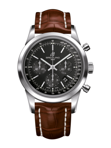 Breitling Transocean Chronograph Paslanmaz Çelik / Siyah / Croco / Folding 43mm, referans AB015212/BA99/738P/A20D.1