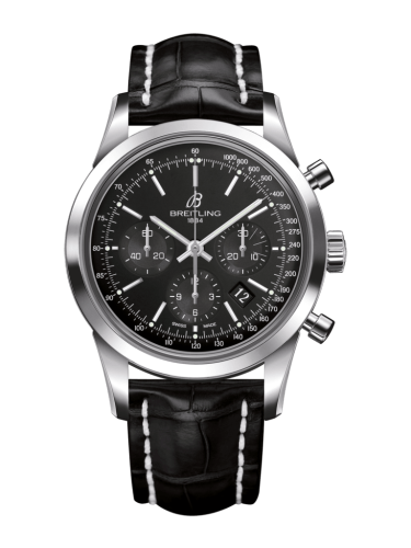 Breitling Transocean Chronograph Paslanmaz Çelik / Siyah / Croco / Folding 43mm, referans AB015212/BA99/744P/A20D.1