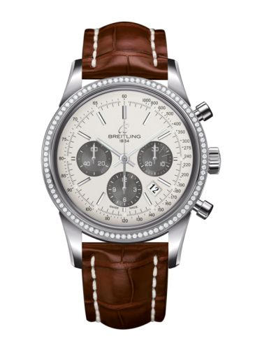 Breitling Transocean Chronograph Paslanmaz Çelik / Elmas / Panda / Croco 43mm, referans AB015253.G724.737P
