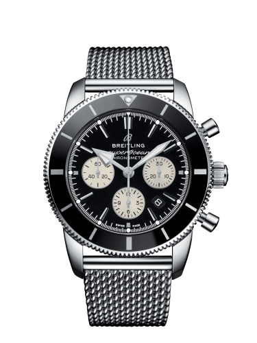 Breitling Superocean Heritage II B01 Chronograph 44 Paslanmaz Çelik / Siyah / Bilezik, referans AB0162121B1A1