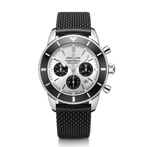 Breitling Superocean Heritage II B01 Chronograph 44 Paslanmaz Çelik / Gümüş / Kauçuk / Folding, referans AB0162121G1S1