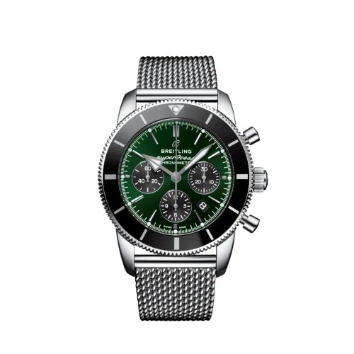 Breitling Superocean Heritage II B01 Chronograph 44 Paslanmaz Çelik / Yeşil / Mesh, referans AB01621A1L1A1