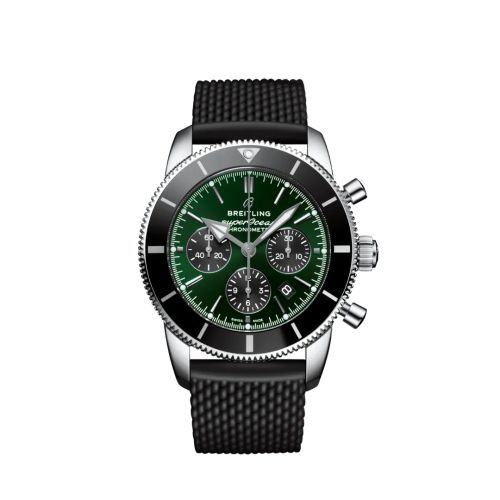 Breitling Superocean Heritage II B01 Chronograph 44 Paslanmaz Çelik / Yeşil / Kauçuk, referans AB01621A1L1S1