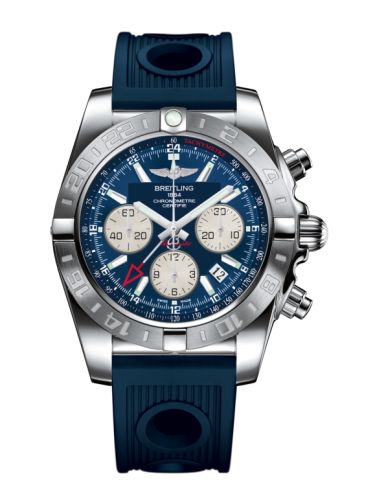 Breitling Chronomat 44 GMT Paslanmaz Çelik / Metallica Mavi / Kauçuk, referans AB042011.C851.211S