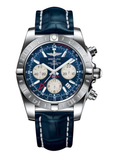 Breitling Chronomat 44 GMT Paslanmaz Çelik / Metallica Mavi / Croco, referans AB042011.C851.731P