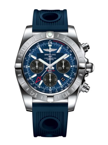 Breitling Chronomat 44 GMT Paslanmaz Çelik / Siyaheye Mavi / Kauçuk, referans AB042011.C852.211S