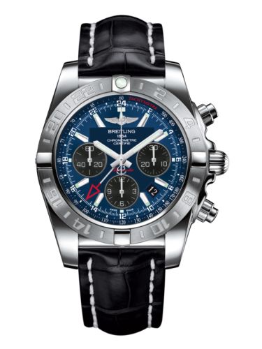 Breitling Chronomat 44 GMT Paslanmaz Çelik / Siyaheye Mavi / Croco, referans AB042011.C852.743P