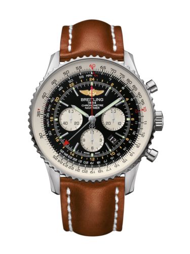 Breitling Navitimer GMT Stainless Steel / Black / Calf / Pin 48mm, reference AB044121.BD24.439X