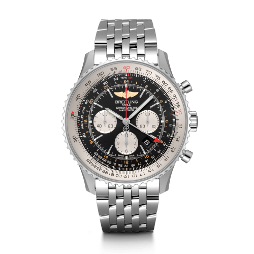 Breitling Navitimer GMT Stainless Steel / Black / Bracelet 48mm, reference AB0441211B1A1