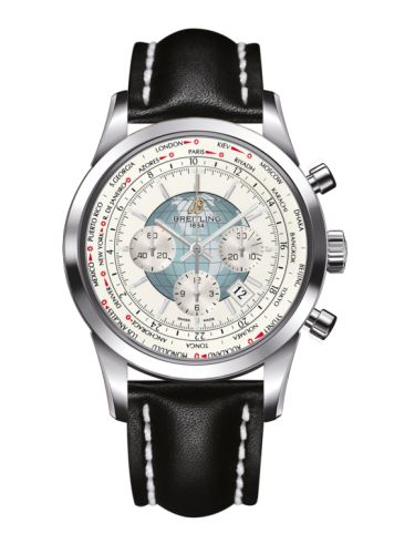 Breitling Transocean Chronograph Unitime Paslanmaz Çelik / Gümüş / Calf 46mm, referans AB0510U0.A732.441X