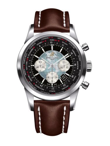 Breitling Transocean Chronograph Unitime Paslanmaz Çelik / Siyah / Calf 46mm, referans AB0510U4.BB62.443X