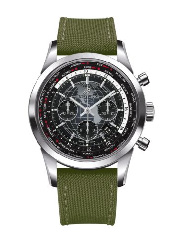 Breitling Transocean Chronograph Unitime Paslanmaz Çelik / Siyah / Military 46mm, referans AB0510U4.BE84.105W.