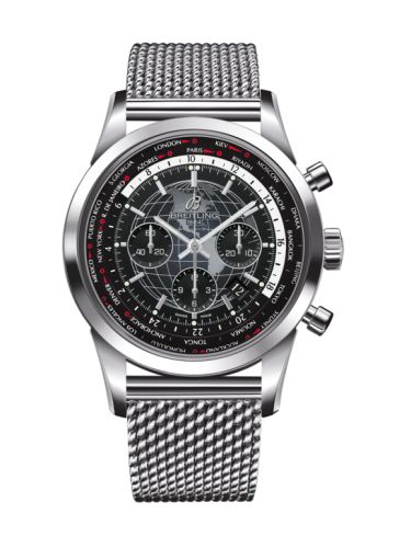 Breitling Transocean Chronograph Unitime Paslanmaz Çelik / Siyah / Milanese 46mm, referans AB0510U4.BE84.152A