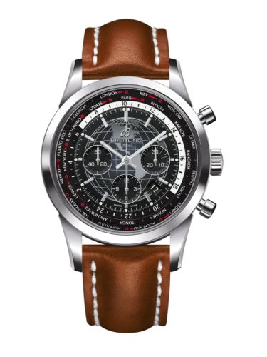 Breitling Transocean Chronograph Unitime Paslanmaz Çelik / Siyah / Calf 46mm, referans AB0510U4.BE84.439X