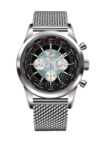 Breitling Transocean Chronograph Unitime Paslanmaz Çelik / Siyah / Milanese 46mm, referans AB0510U4B.B62.152A