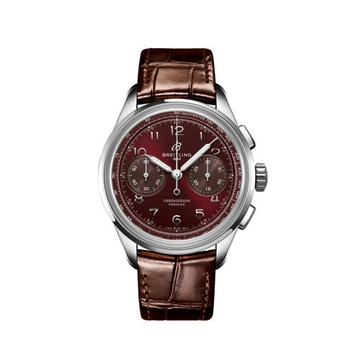 Breitling Premier Heritage B09 Chronograph 40 Paslanmaz Çelik / Burgundy / Boutique Edition, referans AB0930D41K1P1