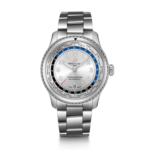 Breitling Navitimer 8 B35 Automatic Unitime 43 Stainless Steel / Silver / Bracelet, reference AB3521U01G1A1