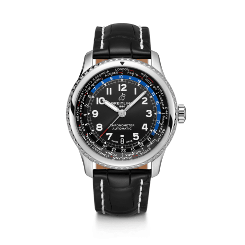 Breitling Navitimer 8 B35 Automatic Unitime 43 Stainless Steel / Black / Black Croco / Folding, reference AB3521U41B1P2