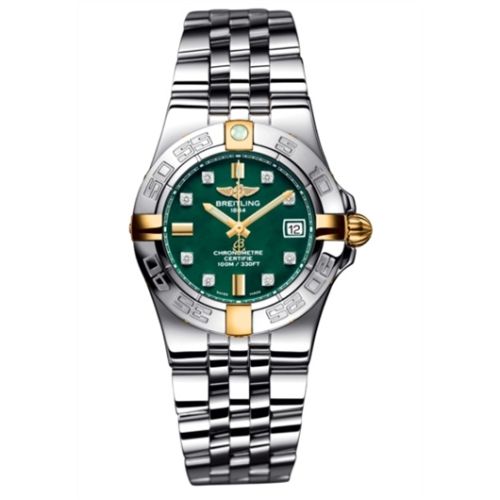 Breitling Galactic 30 Two Tone Yeşil / Elmas / Bilezik, referans B71340L2.L517.368A