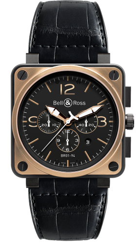 BR 01 94 Pembe Altın & Carbon Officer Chronograph