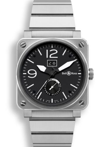 Bell &amp; Ross BR 03 90 Grande Date &amp; Reserve de Marche, referans BR0390BLSTSST
