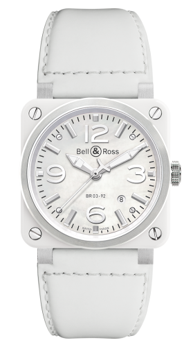 Bell &amp; Ross BR 03 92 Beyaz Seramik, referans BR0392-WH-C/SCA
