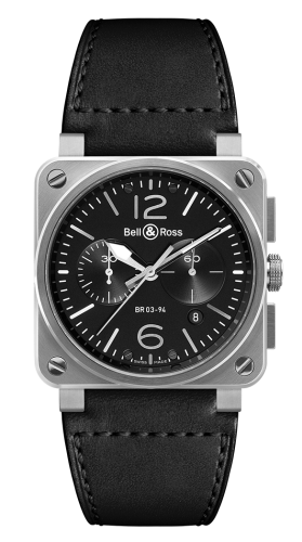 Bell &amp; Ross BR 03 94 Steel Chronograph, referans BR0394-BL-SI/SCA