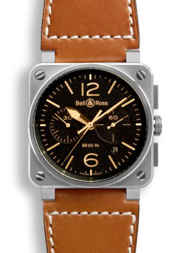 Bell &amp; Ross BR 03 94 Altınen Heritage Chronograph, referans BR0394STGHESCA