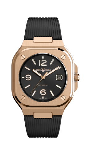 Bell &amp; Ross BR 05 Pembe Altın / Siyah / Kauçuk, referans BR05A-BL-PG/SRB