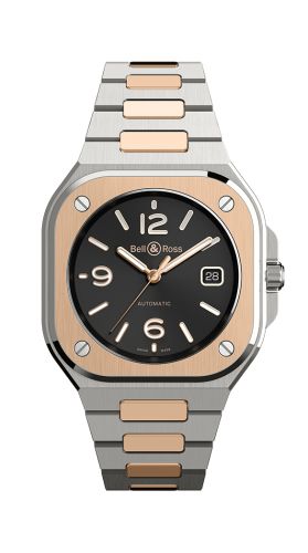 Bell &amp; Ross BR 05 Paslanmaz Çelik / Pembe Altın / Siyah / Bilezik, referans BR05A-BL-STPG/SSG