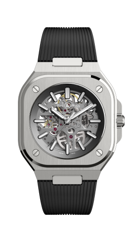 Bell &amp; Ross BR 05 Paslanmaz Çelik / İskelet / Kauçuk, referans BR05A-GR-SK-ST/SRB