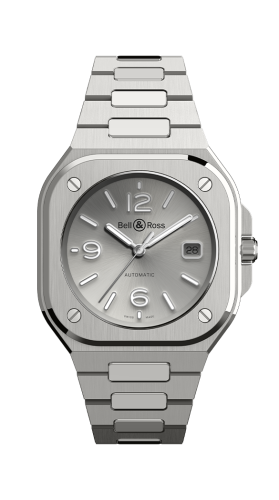Bell &amp; Ross BR 05 Paslanmaz Çelik / Gümüş / Bilezik, referans BR05A-GR-ST/SST