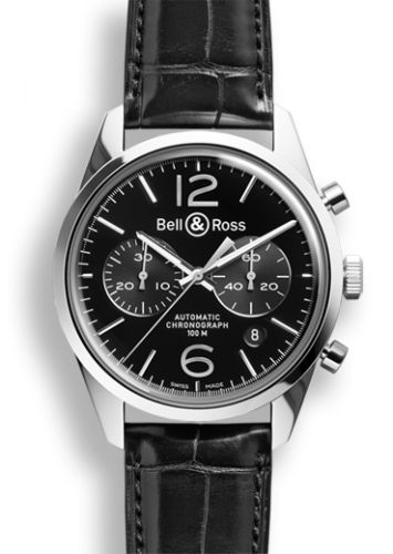 Bell &amp; Ross BR 126 Officer Siyah Chronograph, referans BRG126BLSTSCR