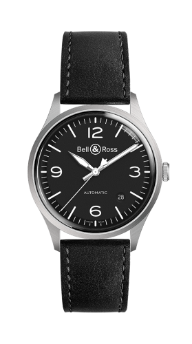 Bell &amp; Ross BR V1-92 Paslanmaz Çelik / Siyah / Calf 38.5mm, referans BRV192-BL-ST/SCA