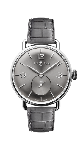 Bell &amp; Ross WW1 Argentium Ruthenium 41mm, referans BRWW1-ME-AG-RU/SCR