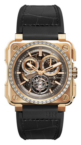 Bell &amp; Ross BR-X1 Tourbillon Chronograph Pembe Altın Elmass, referans BRX1-CHTB-PG-D