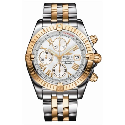 Breitling Chronomat Evolution Paslanmaz Çelik / Sarı Altın / Beyaz - Roman 43.7mm, referans C1335611/A619