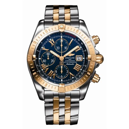 Breitling Chronomat Evolution Paslanmaz Çelik / Sarı Altın / Mavi - Roman 43.7mm, referans C1335611/C710