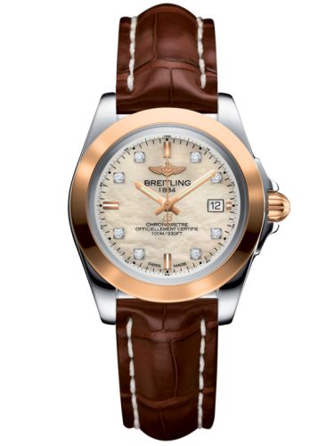 Breitling Galactic 32 Sleek Edition Paslanmaz Çelik / Pembe Altın / Pearl Elmas / Croco, referans C7133012/A803/778P/A14BA.1