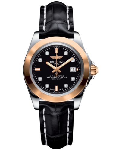 Breitling Galactic 32 Sleek Edition Paslanmaz Çelik / Pembe Altın / Trophy Siyah Elmas / Croco, referans C7133012/BF64/777P/A14BA.1