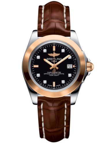 Breitling Galactic 32 Sleek Edition Paslanmaz Çelik / Pembe Altın / Trophy Siyah Elmas / Croco, referans C7133012/BF64/778P/A14BA.1