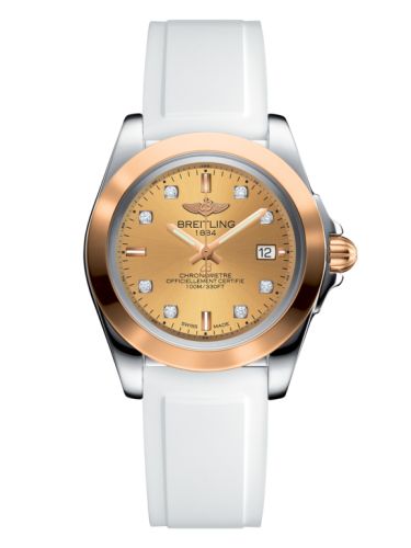 Breitling Galactic 32 Sleek Edition Paslanmaz Çelik / Pembe Altın / Altınen Sun Elmas / Kauçuk, referans C7133012/H550/164S/A14S.1